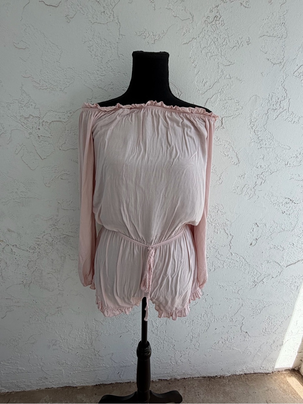 Brandy Melville Light Pink Off-Shoulder Romper